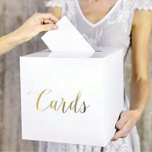 Elegant White and Gold Card Box